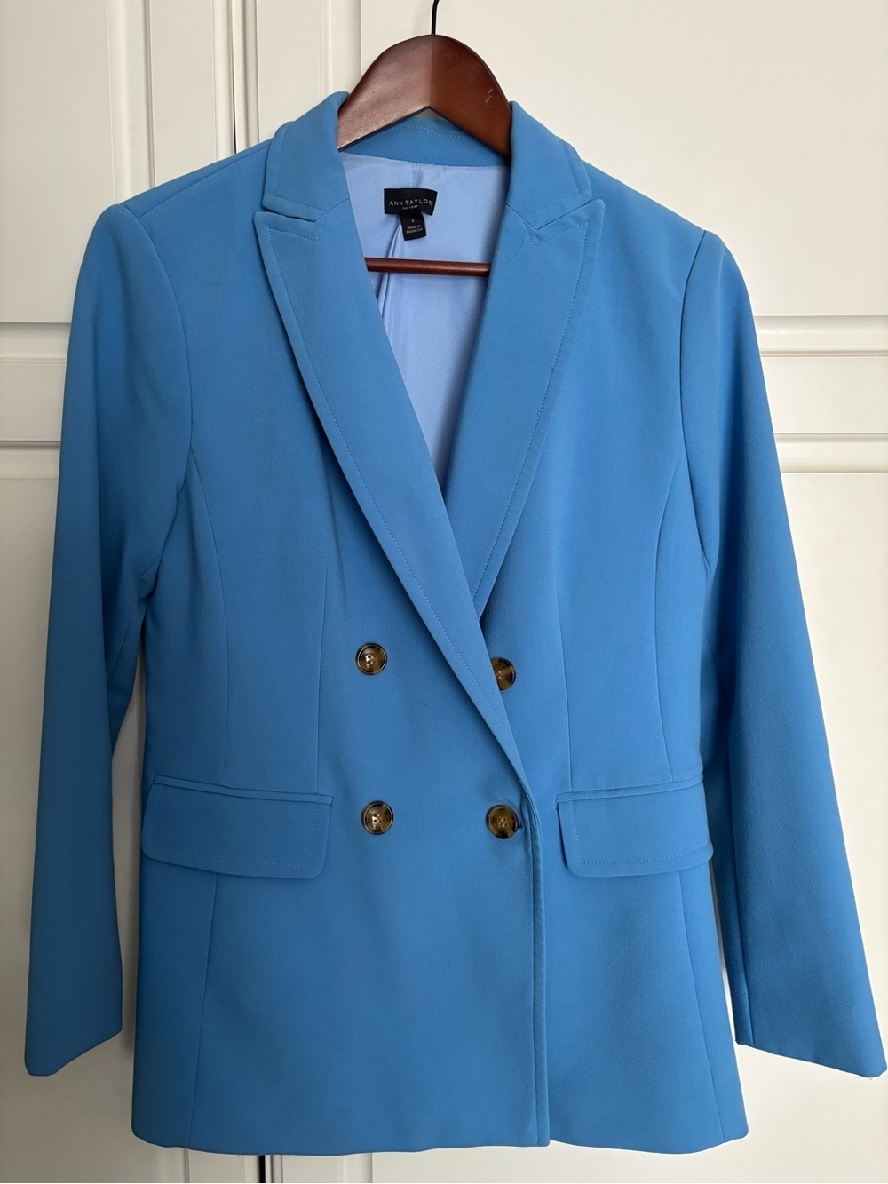 Ann Taylor Sky Blue Double-Breasted Blazer and Pant Suit
